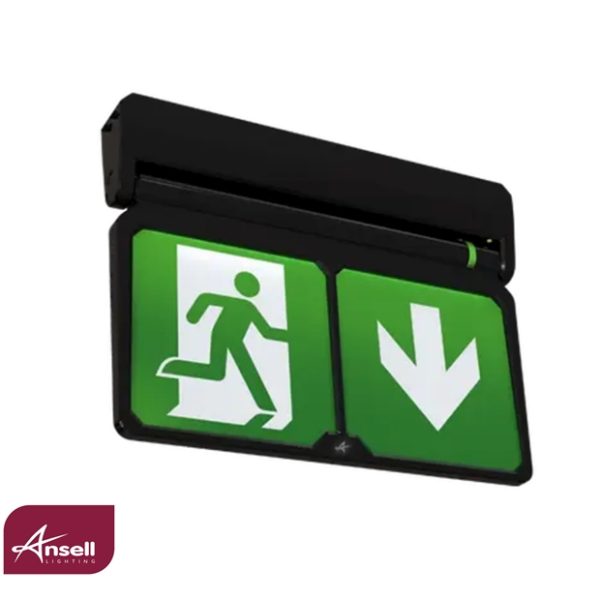 Ansell Adler Slim Eco 2W LED Emergency 5-in-1 Exit Sign Maintained/Non-Maintained Self-Test Black