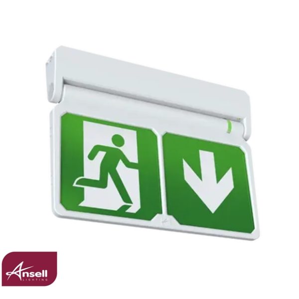 Ansell Adler Slim Eco 2W LED Emergency 5-in-1 Exit Sign Maintained/Non-Maintained Self-Test White