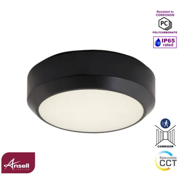 Ansell Delta 2 Bulkhead 7-12W LED CCT Black Corridor Function IP65