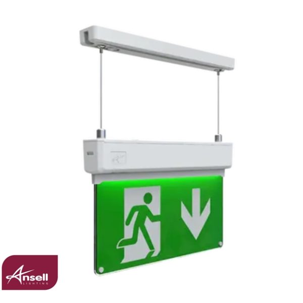 Ansell Kestrel Eco 2W LED Emergency Suspended Exit Sign Maintained/Non-Maintained White Self-Test