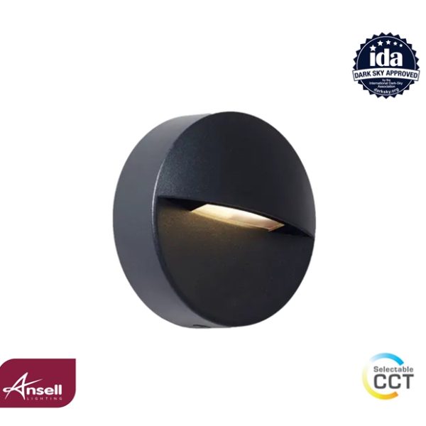 Ansell Pi Low Level ultra-slim Wall Light 2.5W LED CCT IP65 Graphite