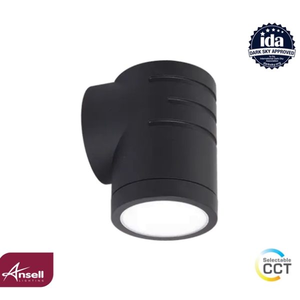 Ansell Reef Directional Wall Light 5W LED CCT IP65 Polycarbonate Black