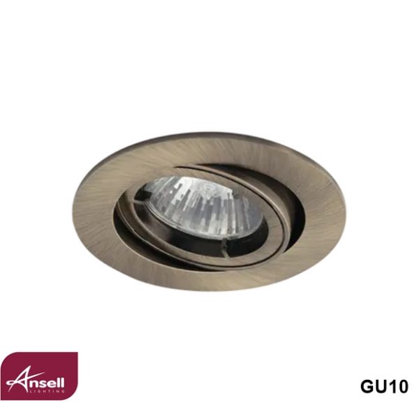 Ansell Twistlock GU10 Recessed Gimbal Downlight Antique Brass