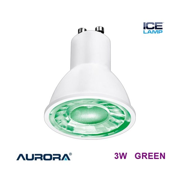 AURORA ICE Lamp 3W GREEN GU10 60º Beam Angle