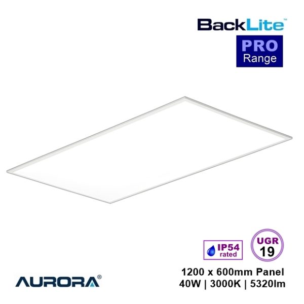 AURORA BackLite PRO 40W LED Panel 1200 x 600mm 3000K 5320lm IP54