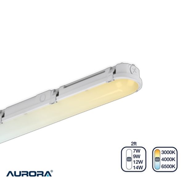 AURORA LinearPacCWS 2ft 600mm Colour & Wattage Switchable LED Anti-Corrosive Batten IP66