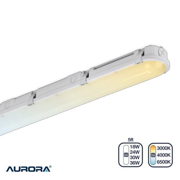 AURORA LinearPacCWS 5ft 1500mm Colour & Wattage Switchable LED Anti-Corrosive Batten IP66