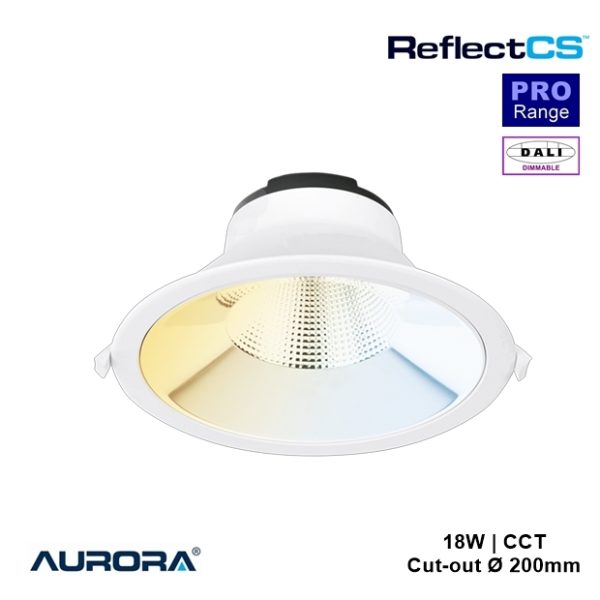 AURORA ReflectCS™ 18W Recessed Colour Switchable Reflector Downlight IP54 DALI Dimmable