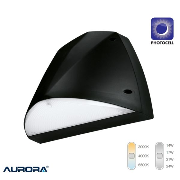 AURORA UtilitieXL Wall Pack with Photocell 14-24W LED Colour & Wattage Switchable IP65