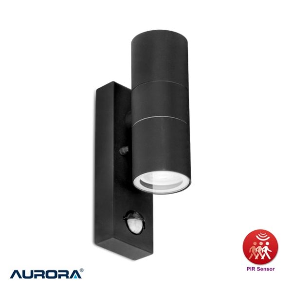 AURORA WallE PIR Up/Down GU10 Wall Light Black