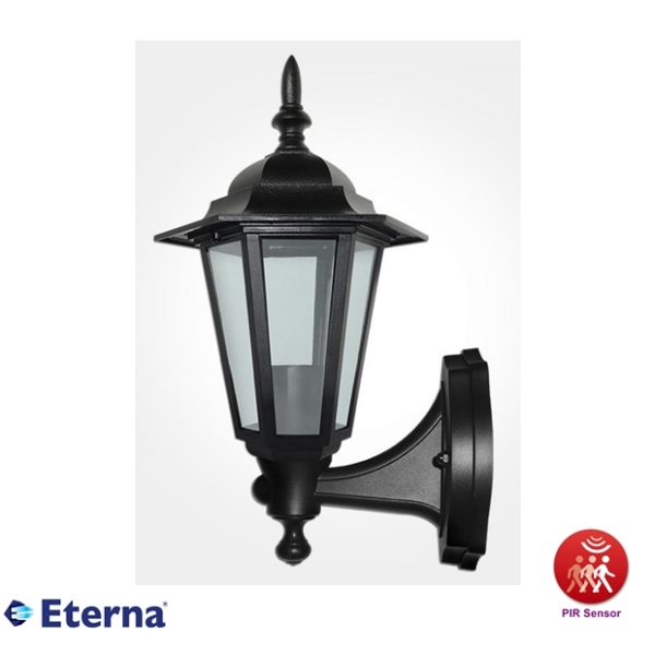 Eterna Full Lantern with PIR Polycarbonate ES/E27 Black