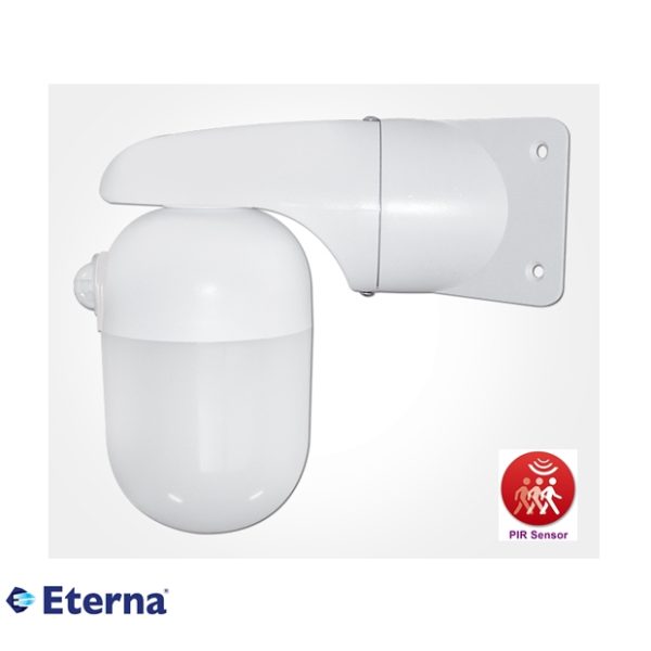 Eterna White Polycarbonate LED Well Glass Fitting 10W 4000K IP65 with 120° PIR