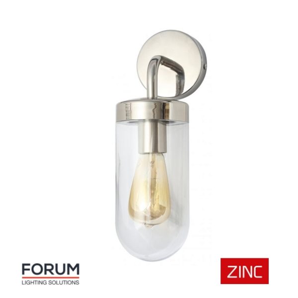 FORUM ZINC Kew Curved Wall Lantern Polished Stainless Steel