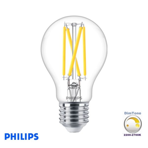 PHILIPS MASTER Glass LEDbulb DT 5.9-60W E27 A60 CL 2200-2700K 806LM Dimmable CRI:90