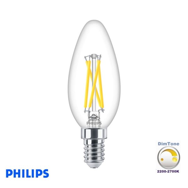 PHILIPS MASTER Glass LEDcandle DT 2.5-25W E14 B35 CL 2200-2700K 340LM Dimmable CRI:90