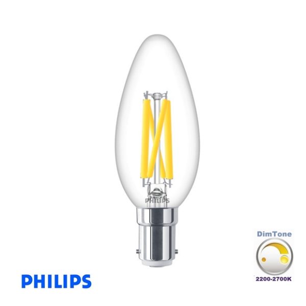 PHILIPS MASTER Glass LEDcandle DT 3.4-40W B15 B35 CL 2200-2700K 470LM Dimmable CRI:90