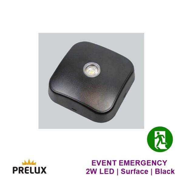 PRELUX EVENT EMERGENCY 2W Surface Light IP65 Black