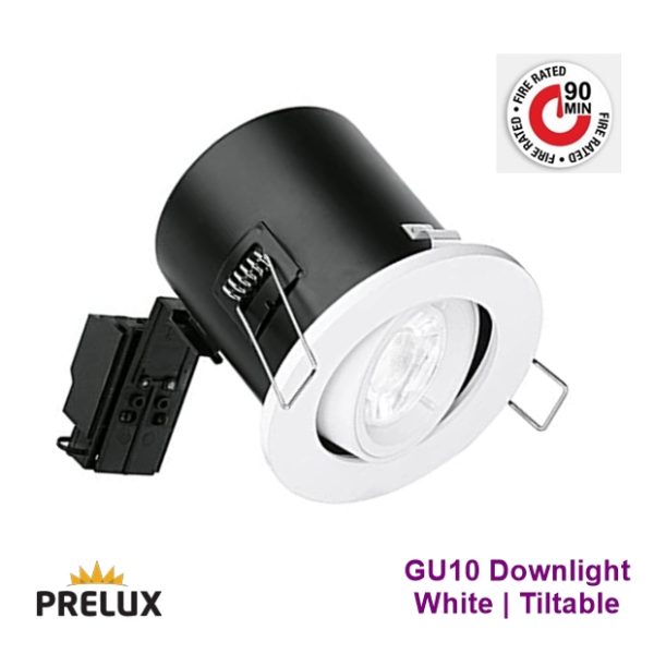 PRELUX Flame GU10 Fire Rated Downlight White Tiltable