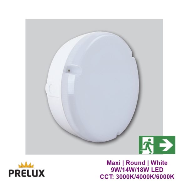 PRELUX Maxi Square LED Bulkhead CCT & Power Selectable White IP65 Emergency (Copy)