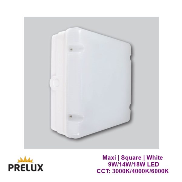 PRELUX Maxi Square LED Bulkhead CCT & Power Selectable White IP65