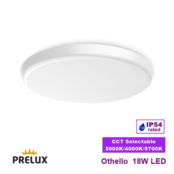 PRELUX OTHELLO 18W LED Ceiling/Wall Light Dimmable CCT selectable IP54