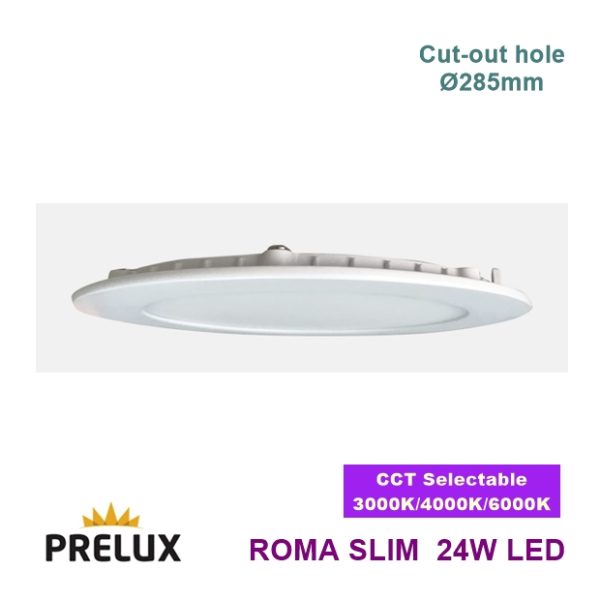 Prelux ROMA SLIM 24W LED Recessed Downlight 1800~1920Lm CCT (285mm Cutout)