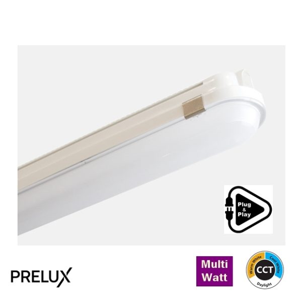 PRELUX VAPOUR 5ft LED BATTEN Multi-Watt 31W-57W 8550lm (max) CCT Plug & Play IP65