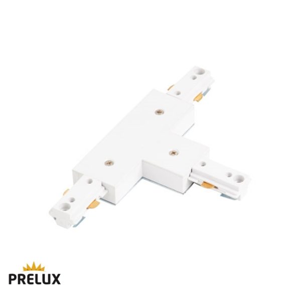 Single Circuit Track T Coupler in White for Track Lighting