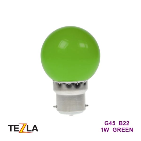 TEZLA 1W LED G45 Golf Ball B22 Festoon Bulb GREEN