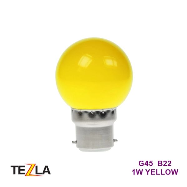 TEZLA 1W LED G45 Golf Ball B22 Festoon Bulb YELLOW