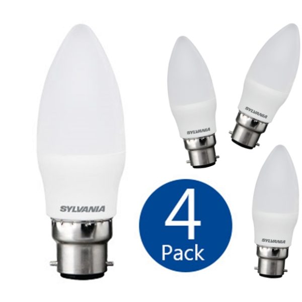SYLVANIA ToLEDo 5W CANDLE B22 470lm 2700K Non-dim (4 PACK)