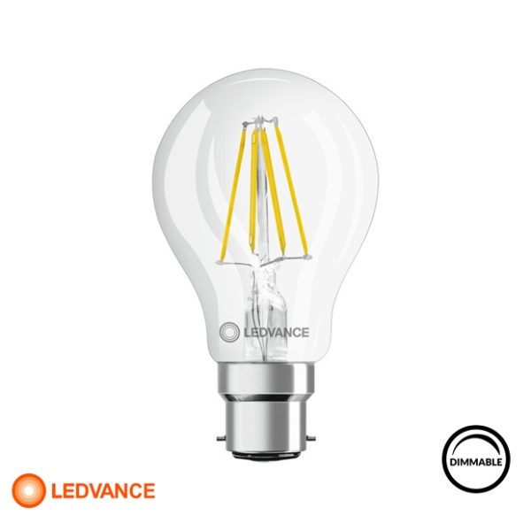 LEDVANCE 7W LED Classic A60 Filament B22 806lm 2700K Clear Dimmable