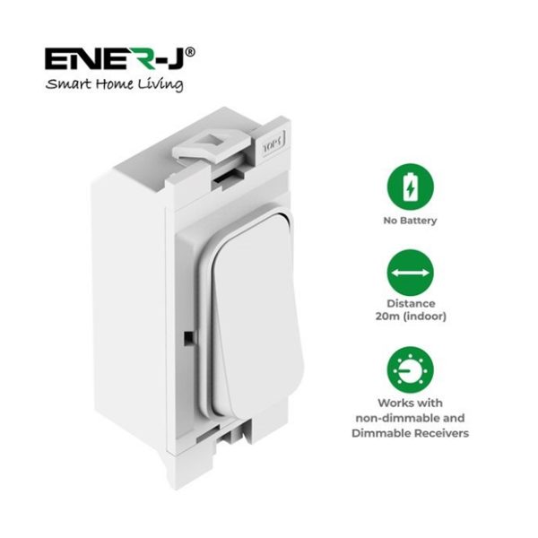 ENER-J  1 Gang Wireless Kinetic Grid Switch Hager Grid Style White