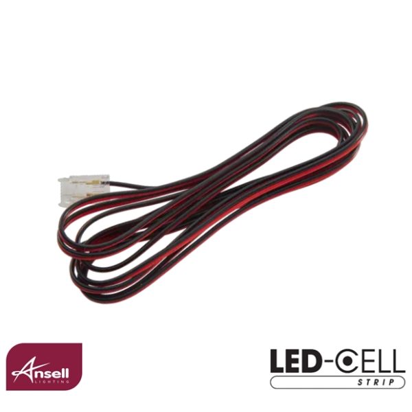 Ansell Pre-Wired Connector with 2 Metres Cable for COB LED Strip Single White IP20 8mm