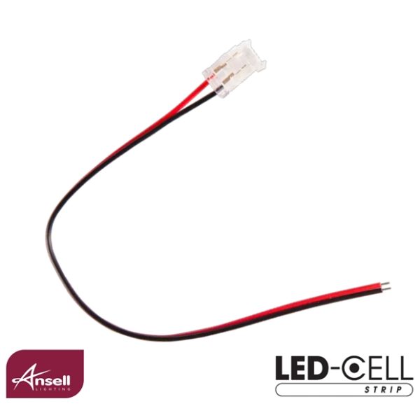 Ansell Pre-Wired Connector (150mm cable) for COB LED Strip Single White IP20 8mm
